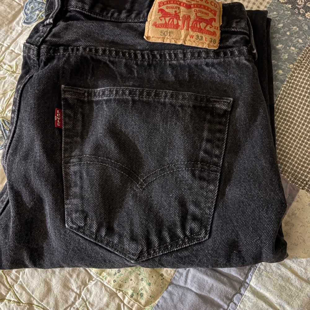 Levi's Men's Original 501 Button Fly Black 33x36